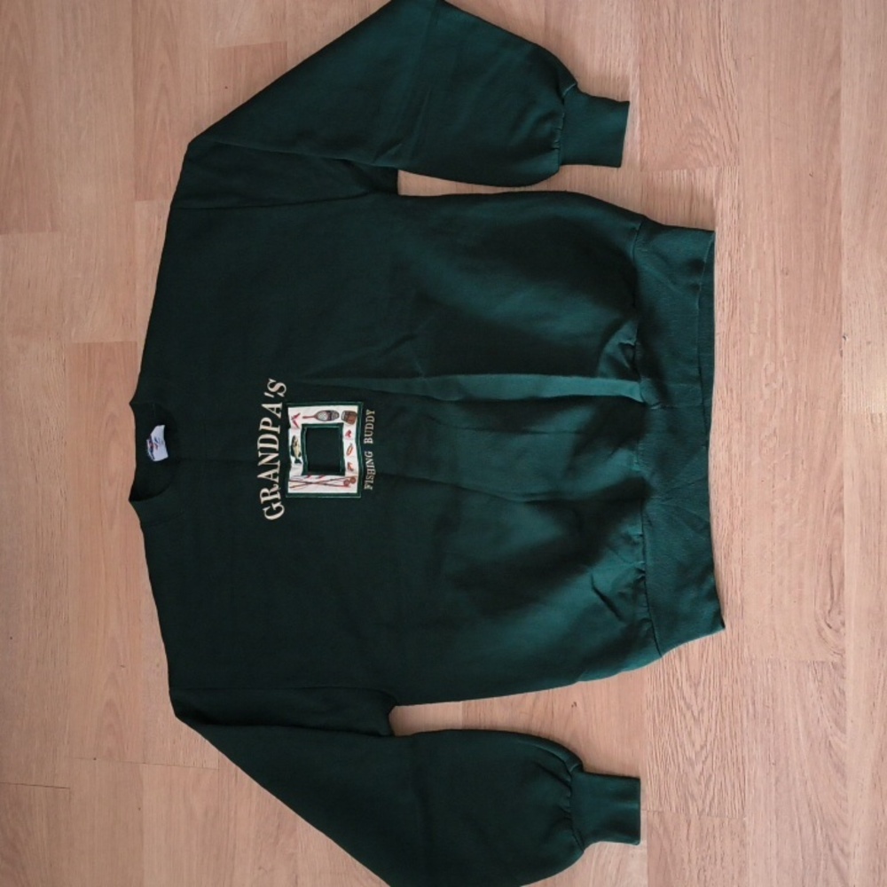 Vtg Grandpa's Fishing Buddy Crewneck Long Sleeve Sweatshirt Men's Size L